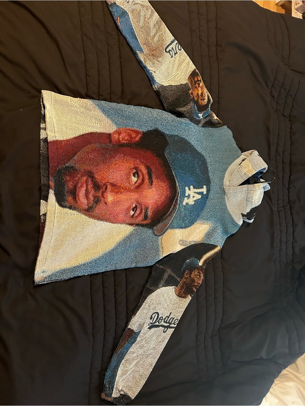 Los Angeles Dodgers Inspired Blue Graphic Knit Sweater